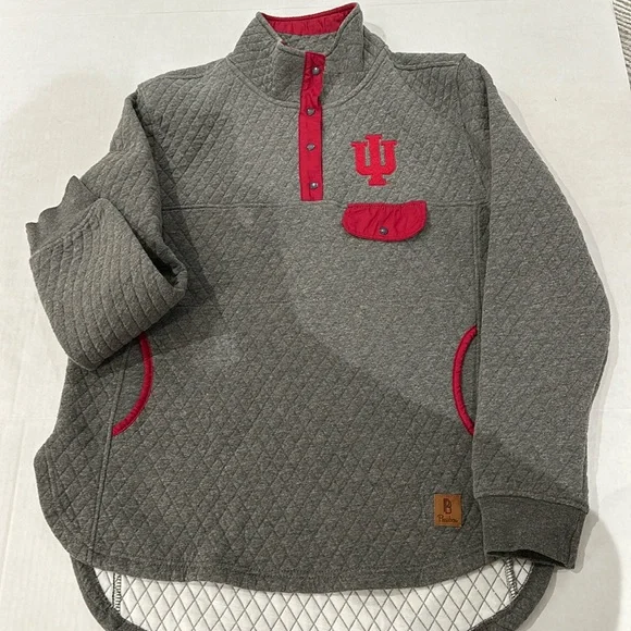 Indiana Hoosiers Women's XL Gray/Red Quarter-Snap Pullover Jacket - Picture 2 of 15